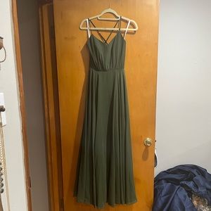 Revelry bridesmaid dress, Kaia Chiffon Dress, size 2, Deep Olive